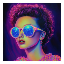 Neon Galaxy Glamour Poster