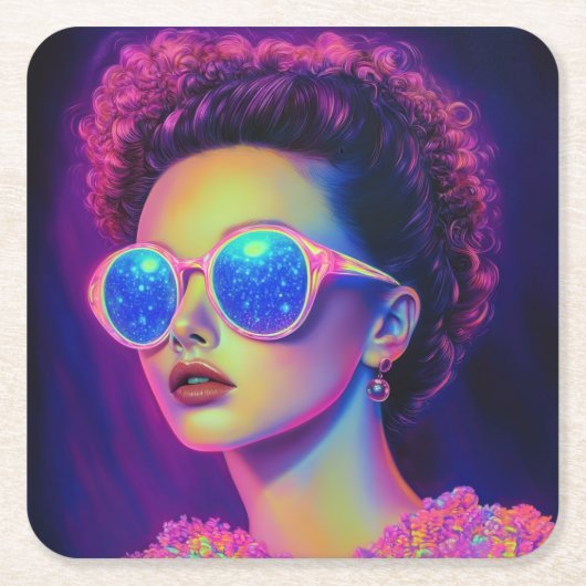 Neon Galaxy Glamour Rechteckiger Pappuntersetzer (Vorderseite)