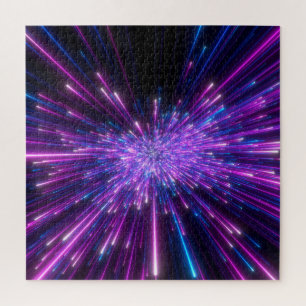 Neon Galaxy Kosmischer Abstrakter Hintergrund Puzzle
