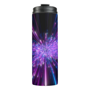 Neon Galaxy Kosmischer Abstrakter Hintergrund Thermosbecher