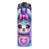 Neon Galaxy Llama Trio mit Herz Thermosbecher (Vorderseite)