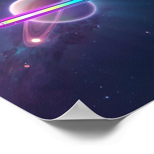 Neon Galaxy Loading Planet Poster (Ecke)