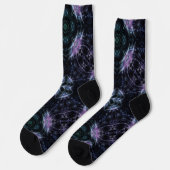Neon Galaxy Mandala mit futuristischem Glühen Socken (Linkes Detail)