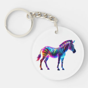 Neon Galaxy Zebra Art - Vibrant Psychedelic Stripe Schlüsselanhänger