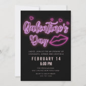 Neon Galentine's Day Lips Einladung (Vorderseite)