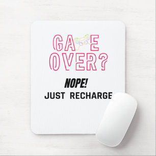 Neon Game Over Gamer Recharge Design Mauspad
