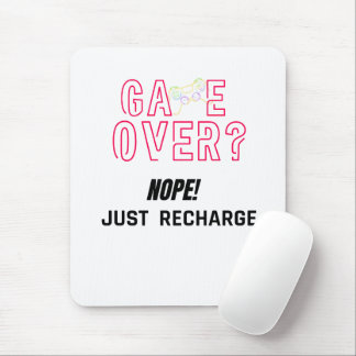 Neon Game Over Gamer Recharge Design Mauspad