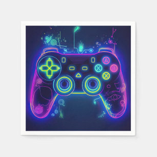 Neon Gamer Arcade Video Game Level Up Geburtstag Serviette