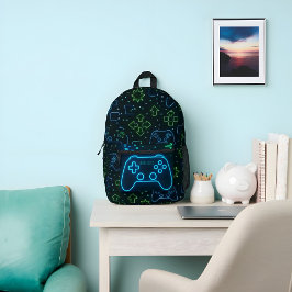 Neon Gamer Backpack - Individuelle Name Bedruckter Rucksack