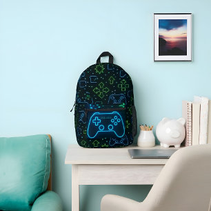 Neon Gamer Backpack - Individuelle Name Bedruckter Rucksack