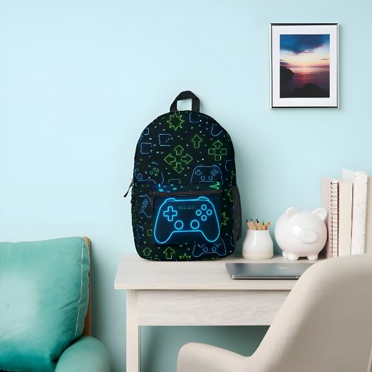 Neon Gamer Backpack - Individuelle Name Bedruckter Rucksack