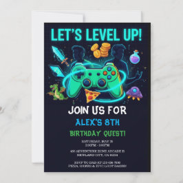 Neon Gamer Birthday Invitation Editable Template Einladung