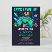 Neon Gamer Birthday Invitation Editable Template Einladung (Stehend Vorderseite)