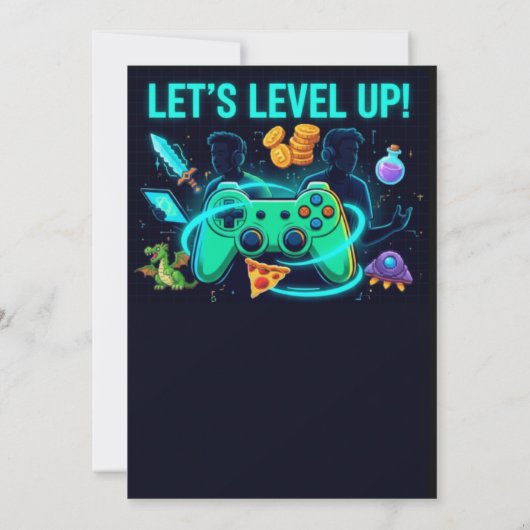 Neon Gamer Birthday Invitation Editable Template Einladung (Rückseite)