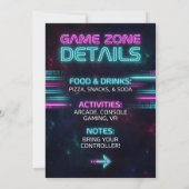 Neon Gamer Birthday Invitation Game for Teen Boy Einladung (Rückseite)
