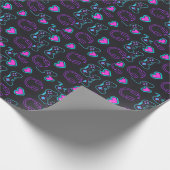 Neon Gamer Controller and Hearts Pattern Geschenkpapier (Ecke)