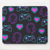 Neon Gamer Controller and Hearts Pattern Mousepad (Vorne)