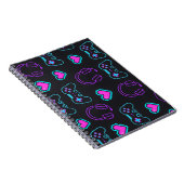 Neon Gamer Controller and Hearts Pattern Notizblock (Rechte Seite)