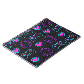 Neon Gamer Controller and Hearts Pattern Notizblock (Linke Seite)