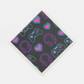 Neon Gamer Controller and Hearts Pattern Serviette (Ecke)