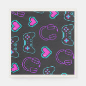 Neon Gamer Controller and Hearts Pattern Serviette (Vorderseite)