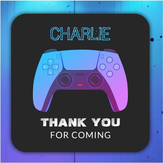 NEON GAMER CONTROLLER-EBENE QUADRATISCHER AUFKLEBER