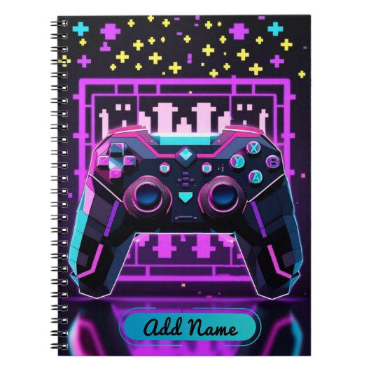 Neon Gamer Controller-Notebook - bedienerfähiger N Notizblock (Vorderseite)