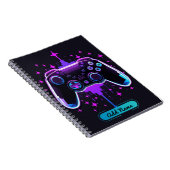 Neon Gamer Controller Notebook (Editierbarer Name) Notizblock (Rechte Seite)