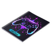 Neon Gamer Controller Notebook (Editierbarer Name) Notizblock (Linke Seite)
