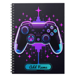 Neon Gamer Controller Notebook (Editierbarer Name) Notizblock