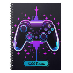 Neon Gamer Controller Notebook (Editierbarer Name) Notizblock