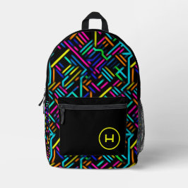 Neon Gamer Geometric Monogram Bedruckter Rucksack