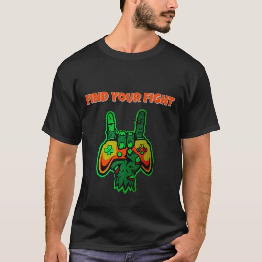 Neon-Gamer-Hand-Controller-Kunst T-Shirt (Vorderseite)