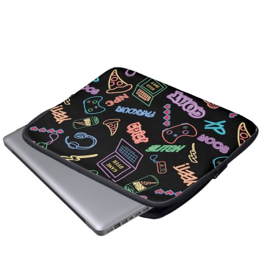 Neon Gamer Laptopschutzhülle (Vorne Knopf)