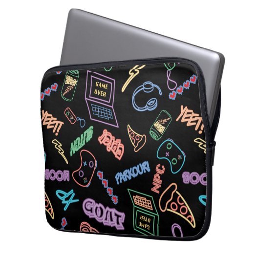 Neon Gamer Laptopschutzhülle (Vorderseite Links)
