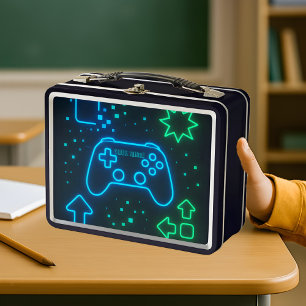 Neon Gamer Lunch Box - Individuelle Name