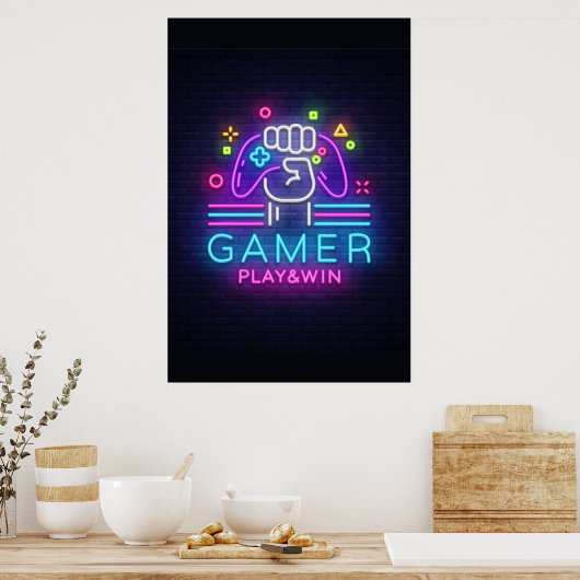 Neon Gamer Poster (Küche)