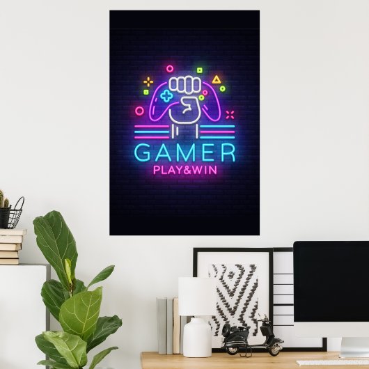 Neon Gamer Poster (Heimbüro)