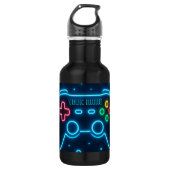 Neon Gamer Wasserflasche - Individuelle Name (Vorderseite)