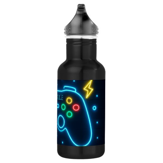 Neon Gamer Wasserflasche - Individuelle Name (Rechts)