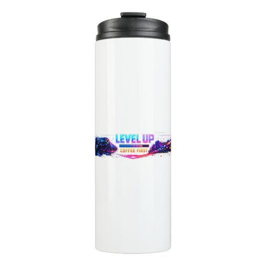 Neon Gamer Wrap Coffee Mug 🎮 | LEVEL UP Coffee Fi Thermosbecher (Vorderseite)