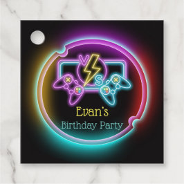 Neon Gaming Birthday Party Custom Geschenkanhänger