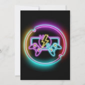 Neon Gaming Birthday Party Einladung (Rückseite)