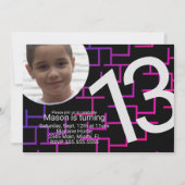 Neon Gaming Birthday Party Maze Gamer Foto Einladung (Vorderseite)