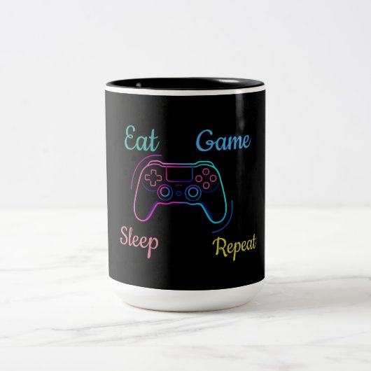 Neon-Gaming-Design anpassbar Zweifarbige Tasse (Mittel)