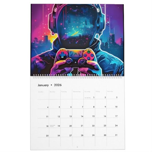 Neon Gaming im neuen Jahr Kalender (Jan 2026)