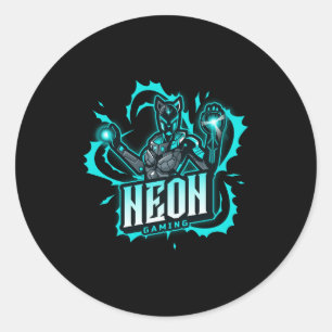 Neon Gaming Runder Aufkleber