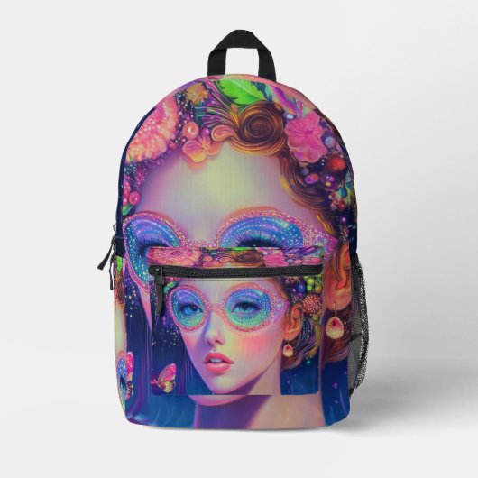 Neon Garden Goddess Bedruckter Rucksack (Vorderseite)