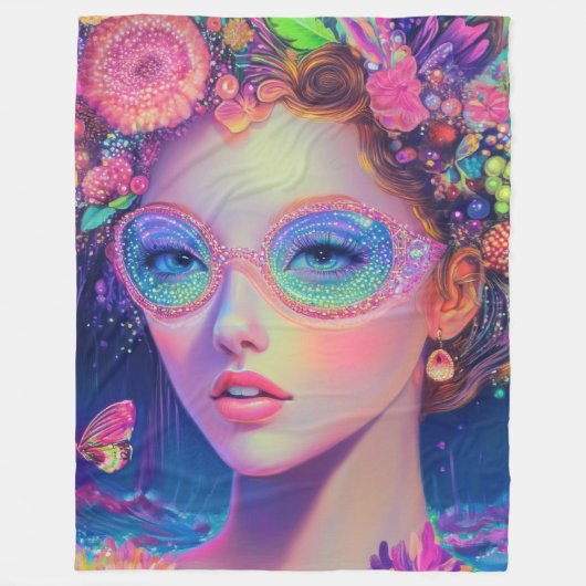 Neon Garden Goddess Fleecedecke (Vorderseite)
