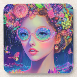 Neon Garden Goddess Getränkeuntersetzer